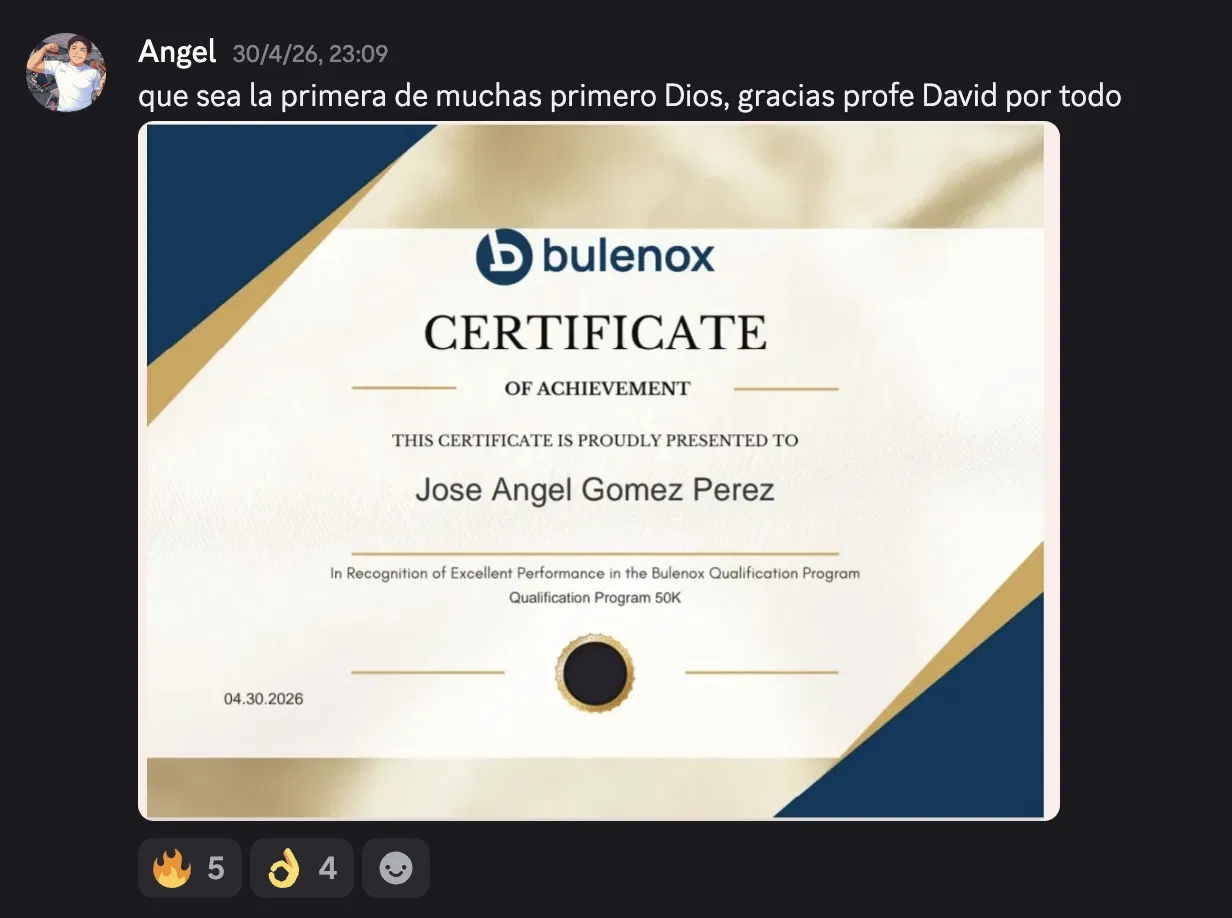 Captura de Angel con certificado Bulenox — Jose Angel Gomez Perez, 50K