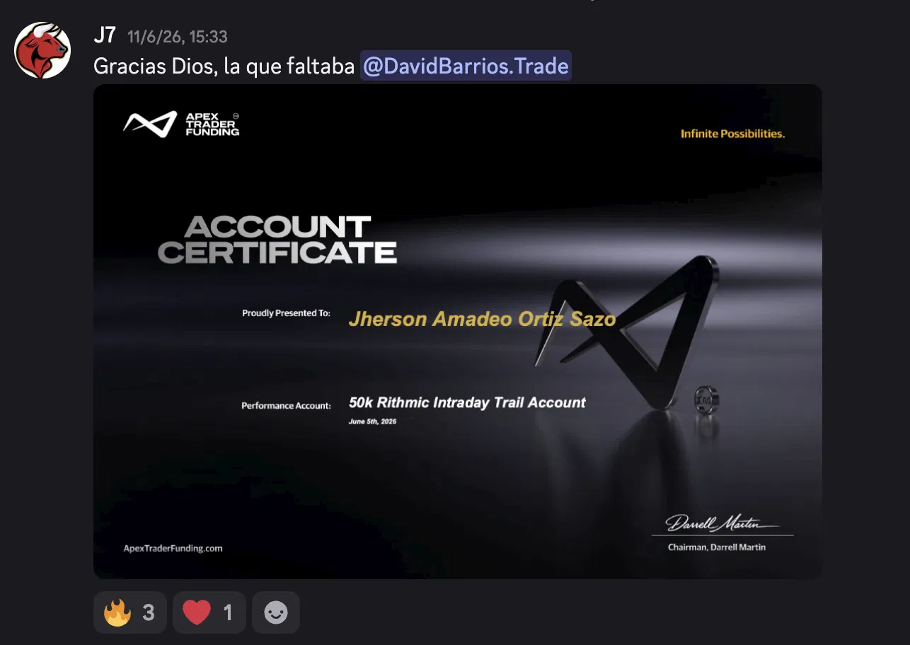 Captura de alumno con certificado Apex Trader Funding — Jherson Amadeo Ortiz Sazo, 50K